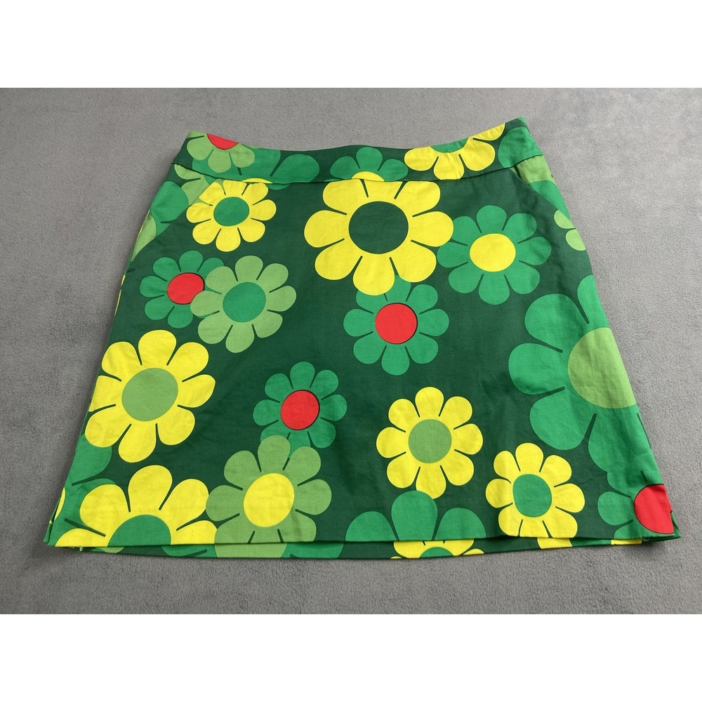 Loudmouth Skort Women 10 Green Flower Power Retro Pickleball Golf Active Skirt